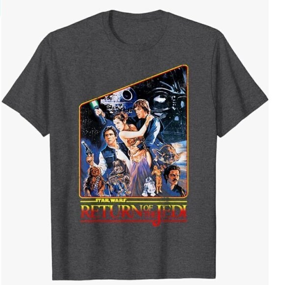Star Wars Return of the Jedi Epic Full Cast Poster T-Shirt, Gray, Medium - Picture 1 of 4